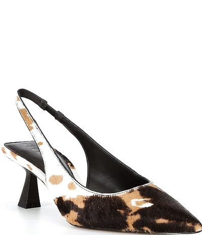 Gianni Bini Wandah Two Cow Print Haircalf Slingback Pumps