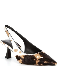 Gianni Bini Wandah Two Cow Print Haircalf Slingback Pumps