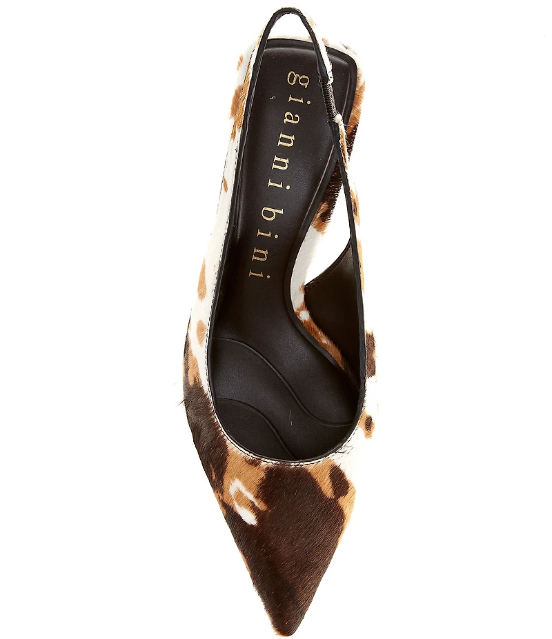 Gianni Bini Wandah Two Cow Print Haircalf Slingback Pumps