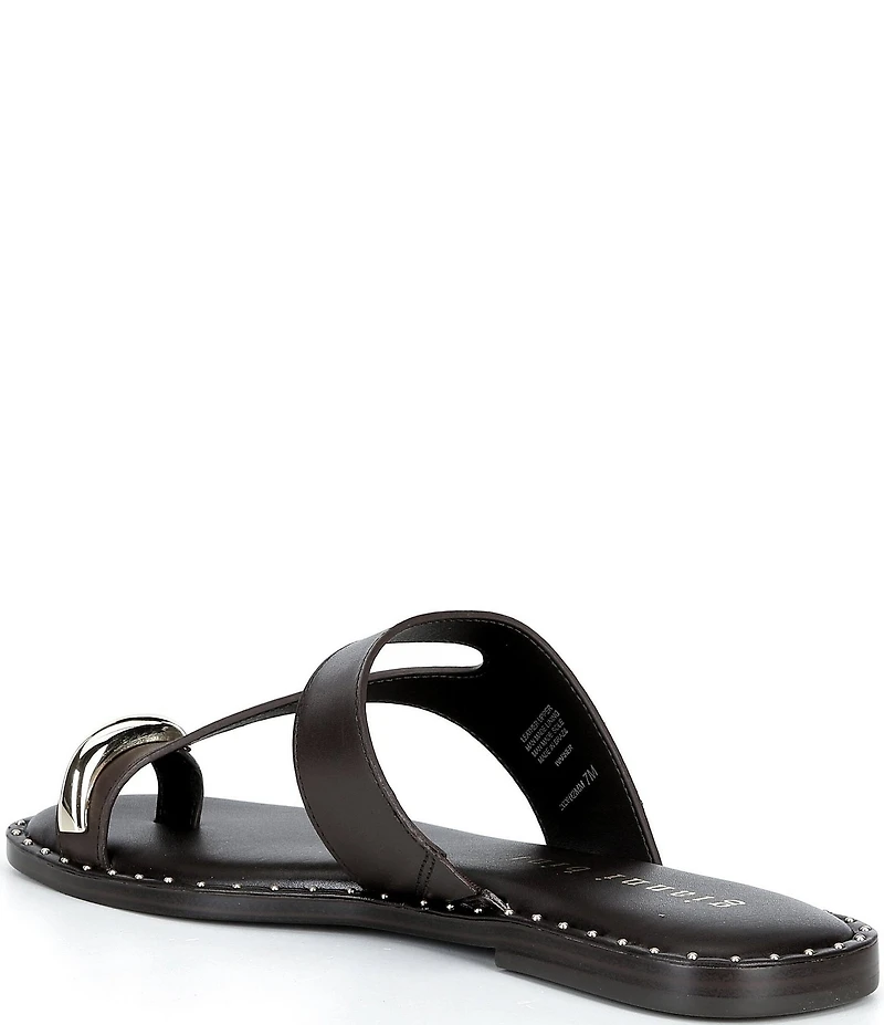 Gianni Bini Warner Leather Toe Loop Hardware Flat Sandals