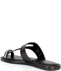 Gianni Bini Warner Leather Toe Loop Hardware Flat Sandals