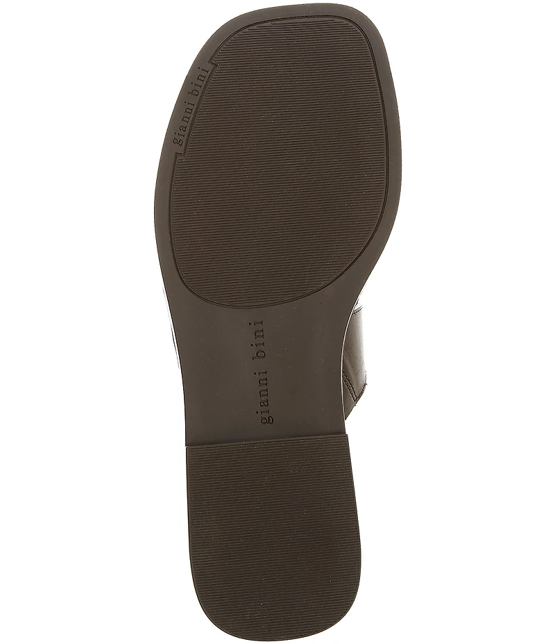 Gianni Bini Warner Leather Toe Loop Hardware Flat Sandals