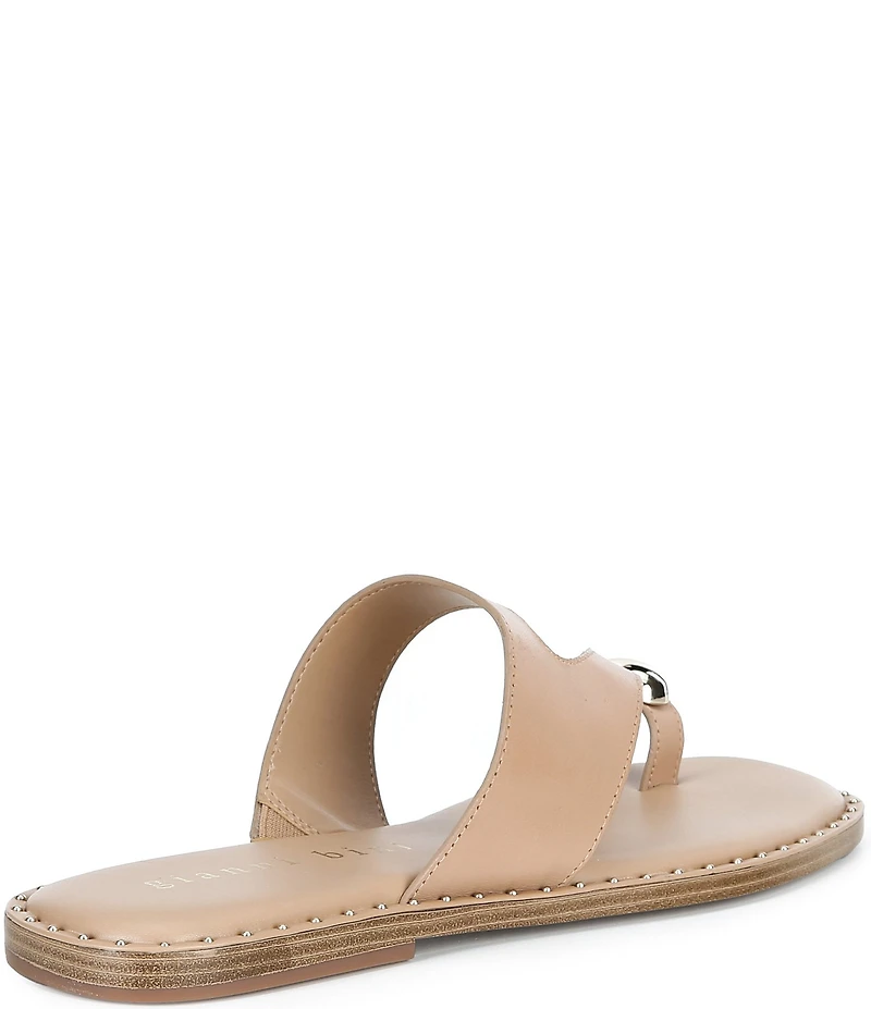 Gianni Bini Warner Leather Toe Loop Hardware Flat Sandals