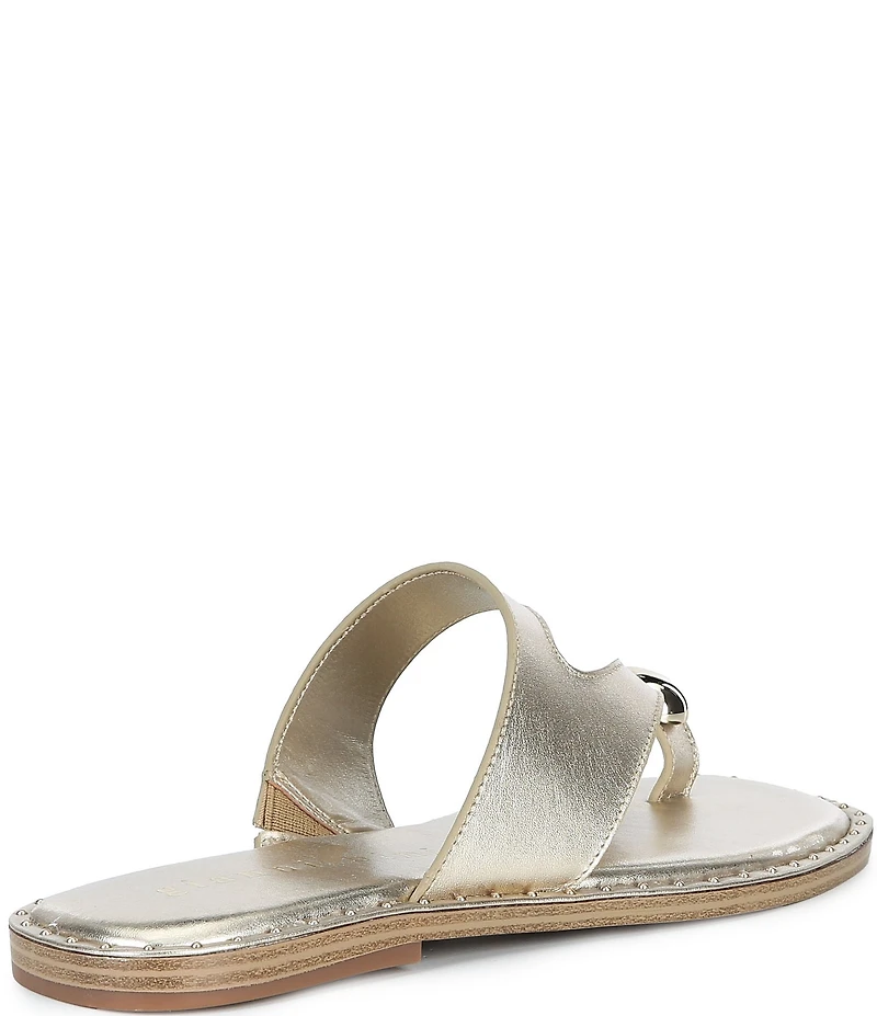 Gianni Bini Warner Leather Toe Loop Hardware Flat Sandals