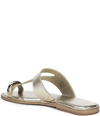 Gianni Bini Warner Leather Toe Loop Hardware Flat Sandals