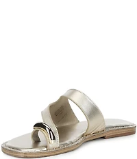 Gianni Bini Warner Leather Toe Loop Hardware Flat Sandals