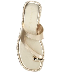 Gianni Bini Warner Leather Toe Loop Hardware Flat Sandals