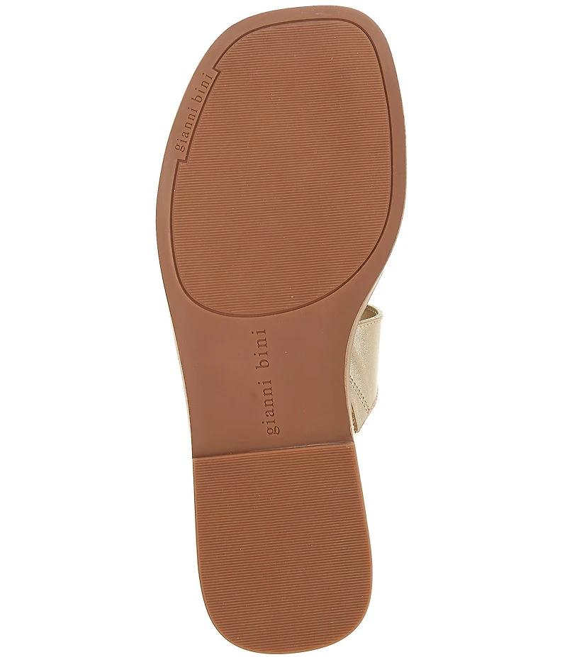 Gianni Bini Warner Leather Toe Loop Hardware Flat Sandals