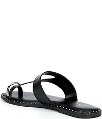 Gianni Bini Warner Leather Toe Loop Hardware Flat Sandals