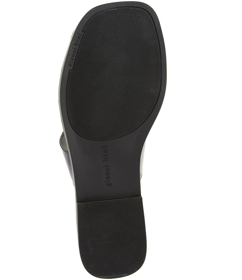Gianni Bini Warner Leather Toe Loop Hardware Flat Sandals