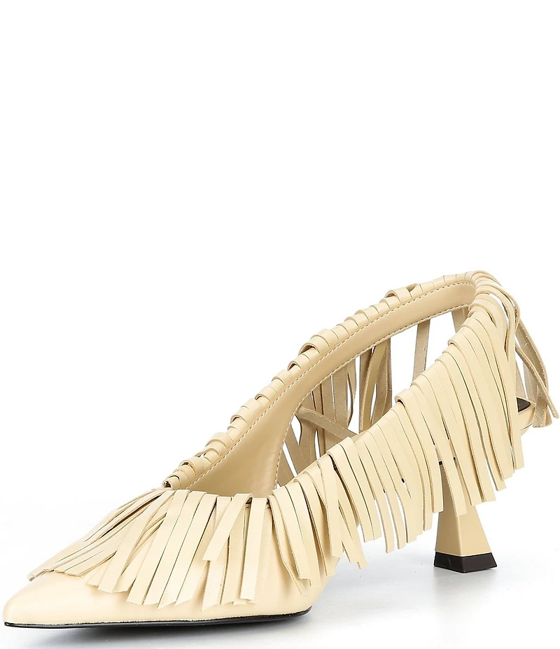 Gianni Bini Warrick Leather Fringe Slingback Pumps