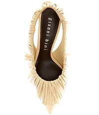 Gianni Bini Warrick Leather Fringe Slingback Pumps