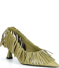 Gianni Bini Warrick Leather Fringe Slingback Pumps
