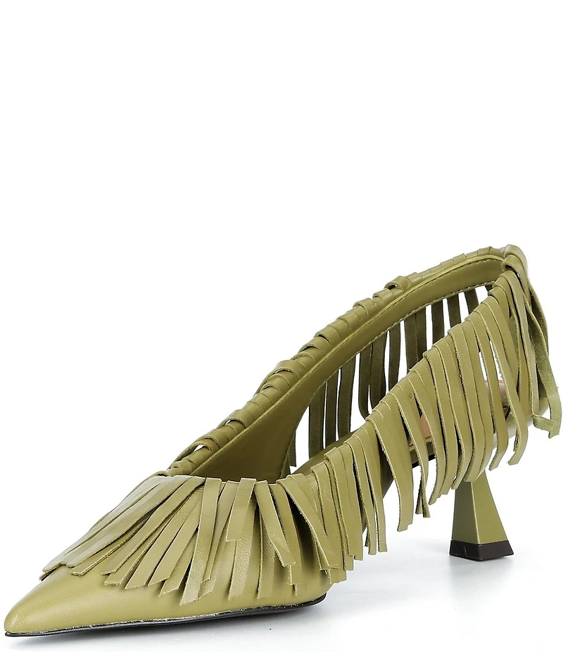 Gianni Bini Warrick Leather Fringe Slingback Pumps