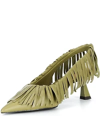 Gianni Bini Warrick Leather Fringe Slingback Pumps