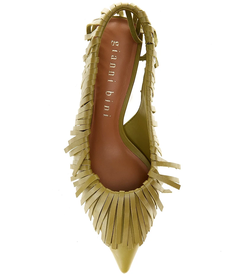 Gianni Bini Warrick Leather Fringe Slingback Pumps