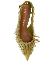Gianni Bini Warrick Leather Fringe Slingback Pumps