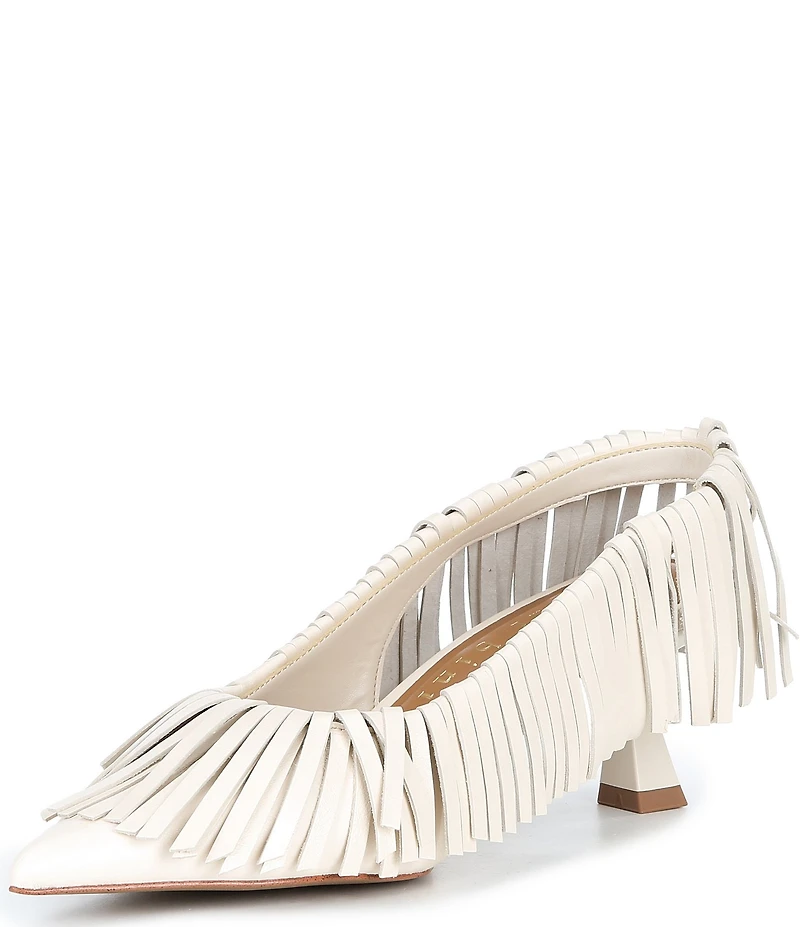 Gianni Bini Warrick Leather Fringe Slingback Pumps