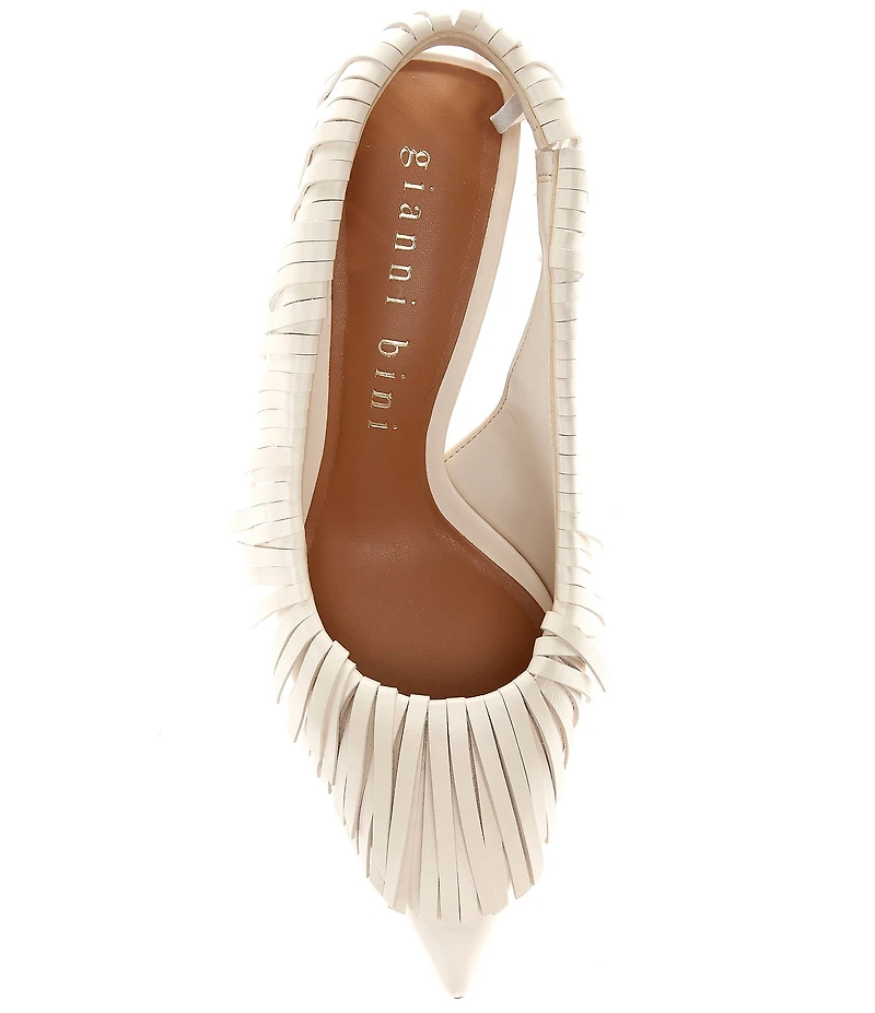 Gianni Bini Warrick Leather Fringe Slingback Pumps