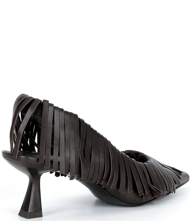 Gianni Bini Warrick Leather Fringe Slingback Pumps