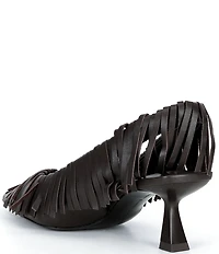 Gianni Bini Warrick Leather Fringe Slingback Pumps