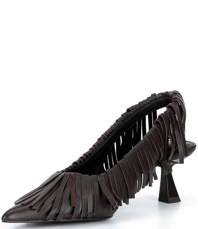Gianni Bini Warrick Leather Fringe Slingback Pumps