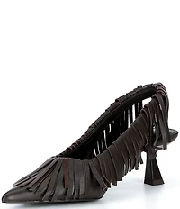 Gianni Bini Warrick Leather Fringe Slingback Pumps