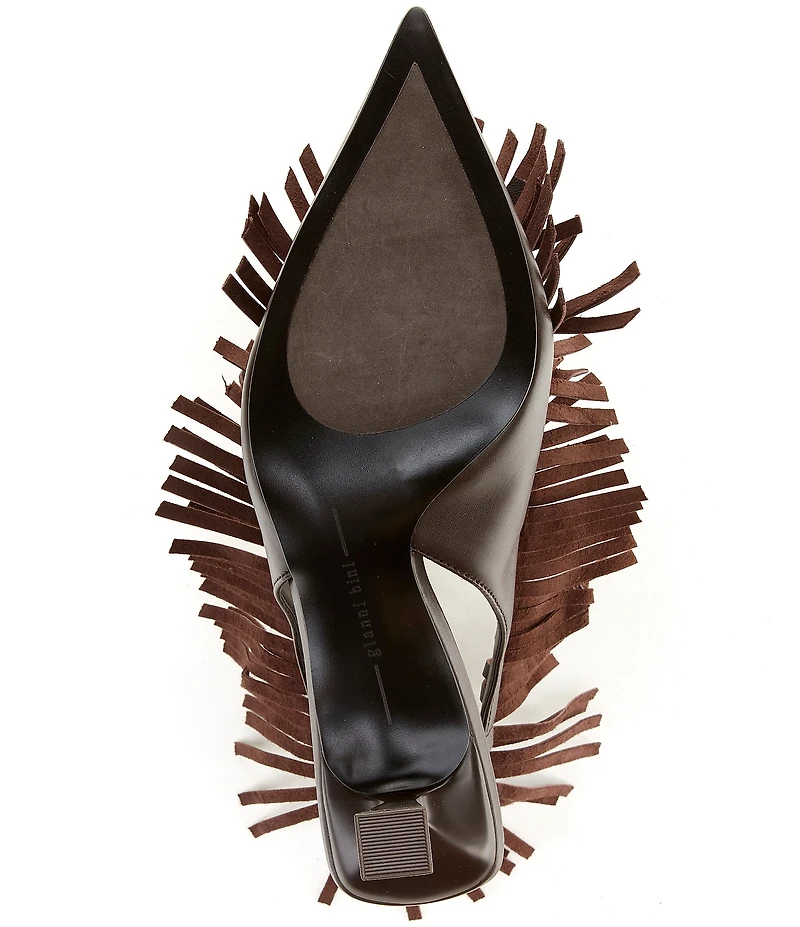 Gianni Bini Warrick Leather Fringe Slingback Pumps