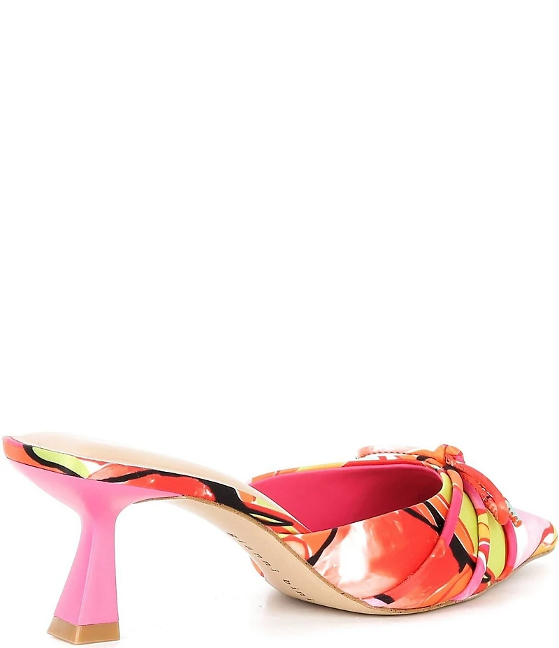 Gianni Bini Webbie Satin Printed Bow Detail Pointed Toe Dress Mules