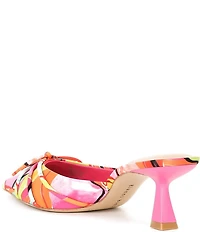 Gianni Bini Webbie Satin Printed Bow Detail Pointed Toe Dress Mules