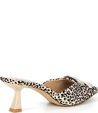 Gianni Bini Wendella Leopard Print Suede Buckle Ornament Dress Mules