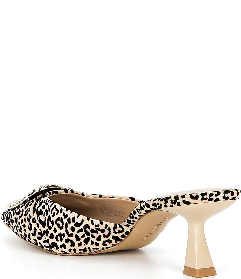 Gianni Bini Wendella Leopard Print Suede Buckle Ornament Dress Mules
