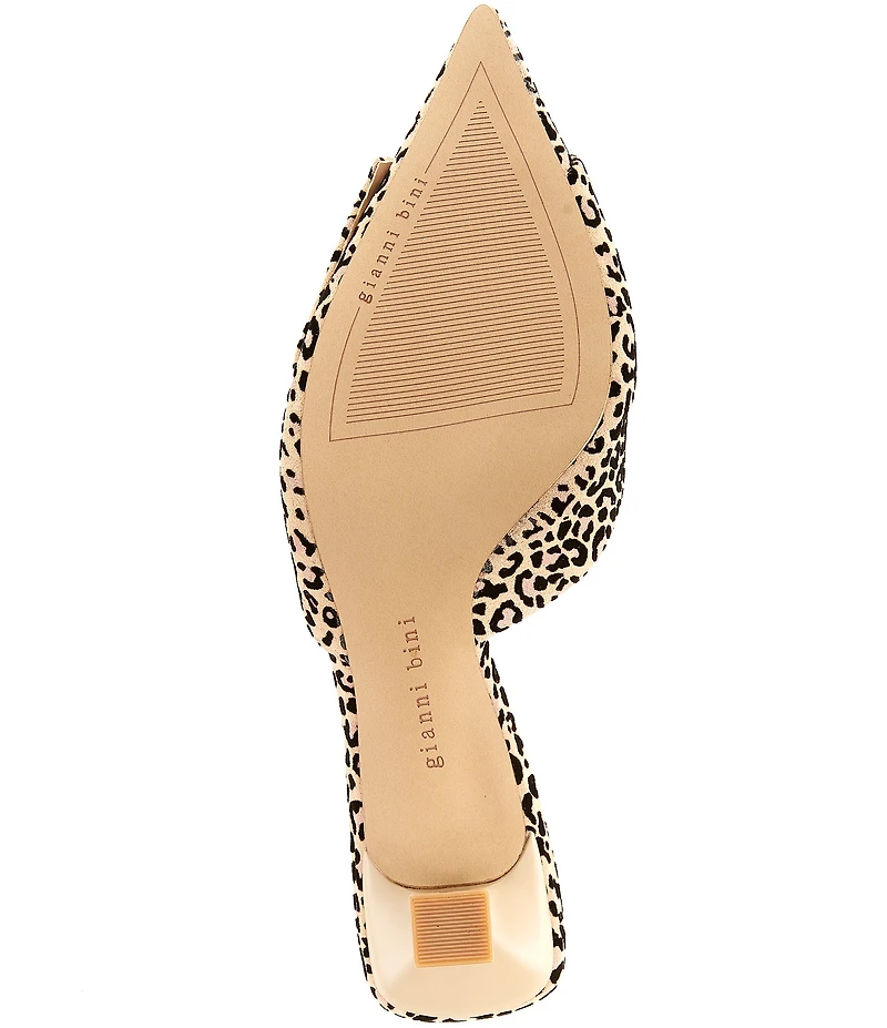 Gianni Bini Wendella Leopard Print Suede Buckle Ornament Dress Mules