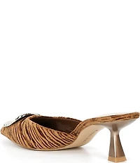 Gianni Bini Wendella Ruched Velvet Buckle Ornament Dress Mules