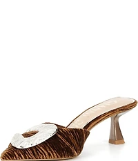 Gianni Bini Wendella Ruched Velvet Buckle Ornament Dress Mules