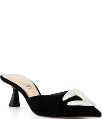 Gianni Bini Wendella Suede Buckle Ornament Dress Mules