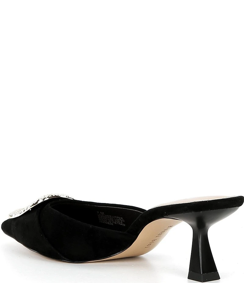 Gianni Bini Wendella Suede Buckle Ornament Dress Mules