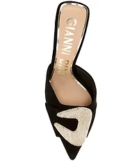Gianni Bini Wendella Suede Buckle Ornament Dress Mules
