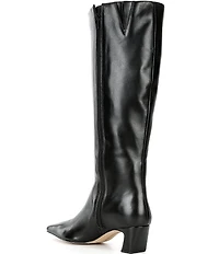 Gianni Bini Weslye Leather Snip Toe Kitten Block Heel Boots