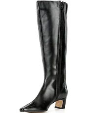 Gianni Bini Weslye Leather Snip Toe Kitten Block Heel Boots