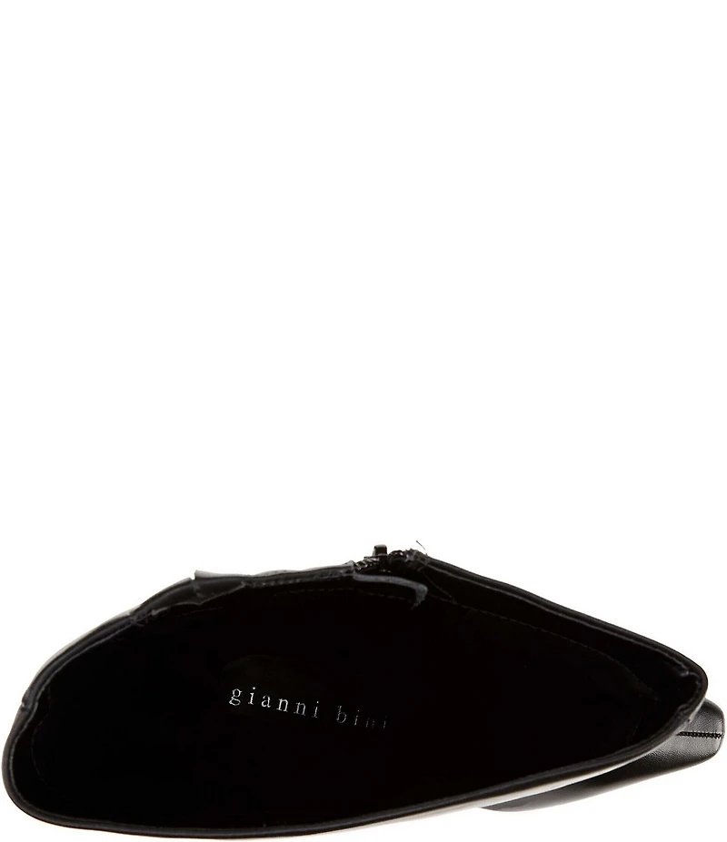 Gianni Bini Weslye Leather Snip Toe Kitten Block Heel Boots