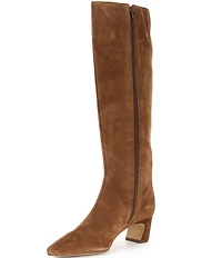 Gianni Bini Weslye Suede Snip Toe Kitten Block Heel Boots