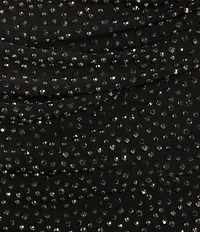 Gianni Bini Willow Rhinestone Mesh Ruched Straight Neck Sleeveless Sheath Midi Dress