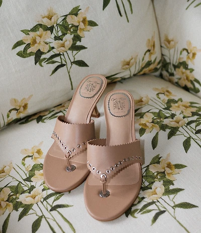 Gianni Bini x Cyd Morris The Capri Leather Eyelet Thong Dress Sandals