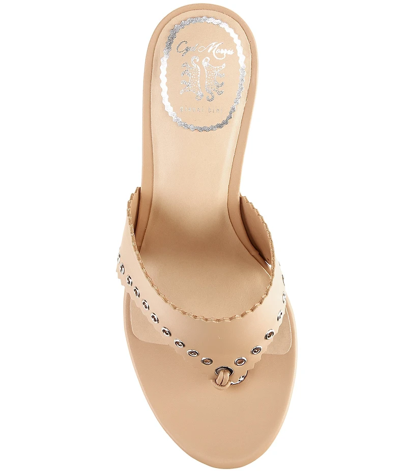 Gianni Bini x Cyd Morris The Capri Leather Eyelet Thong Dress Sandals
