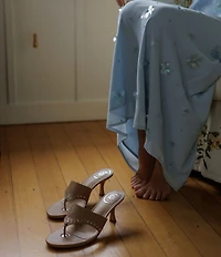 Gianni Bini x Cyd Morris The Capri Leather Eyelet Thong Dress Sandals