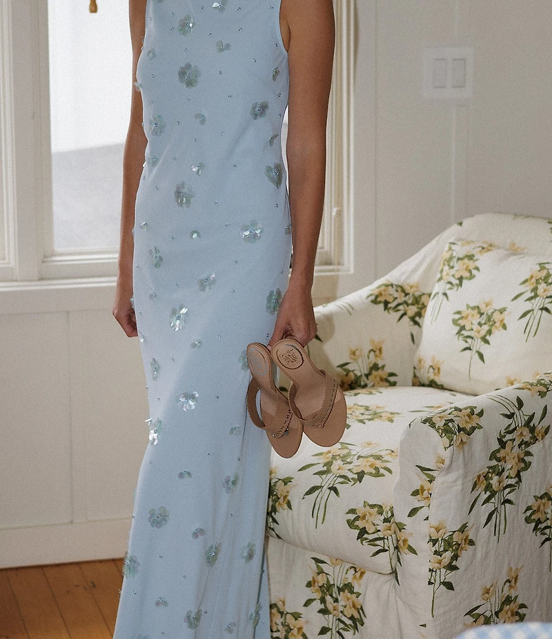 Gianni Bini x Cyd Morris The Capri Leather Eyelet Thong Dress Sandals