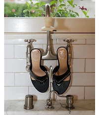 Gianni Bini x Cyd Morris The Capri Leather Eyelet Thong Dress Sandals