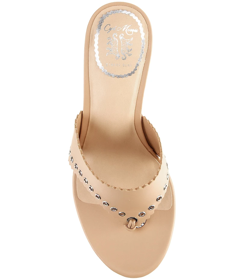 Gianni Bini x Cyd Morris The Capri Leather Eyelet Thong Dress Sandals
