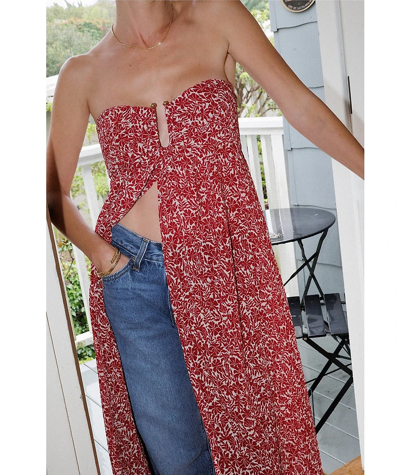 Gianni Bini x Cyd Morris The Millie Ditsy Floral U-Hardware Detail Sleeveless Dress Cover Up